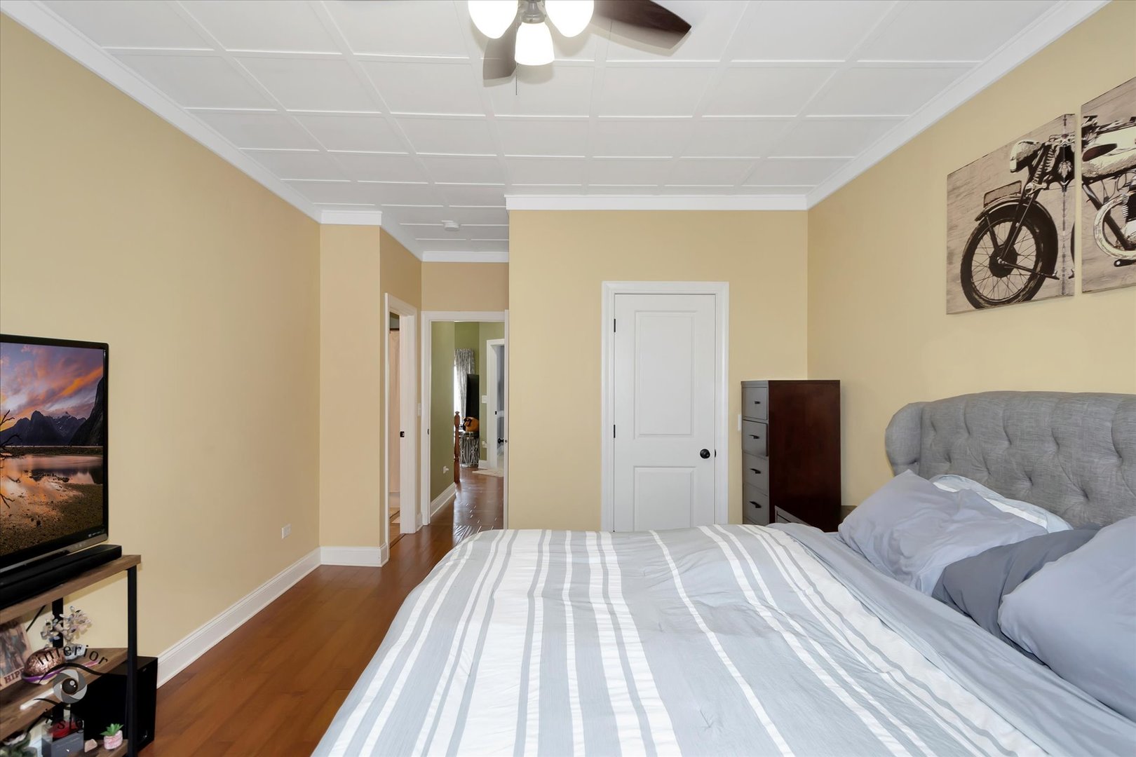 1366 Fox Hound Trail Beecher, IL 60401 - Photo 13 of 26 a bedroom with a bed and a flat tv screen on dresser