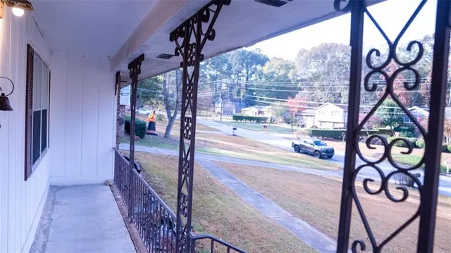 a view of a street from a building