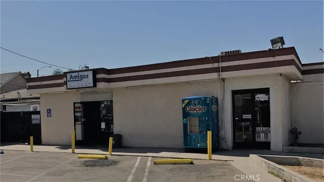 a view of a hallway with a building