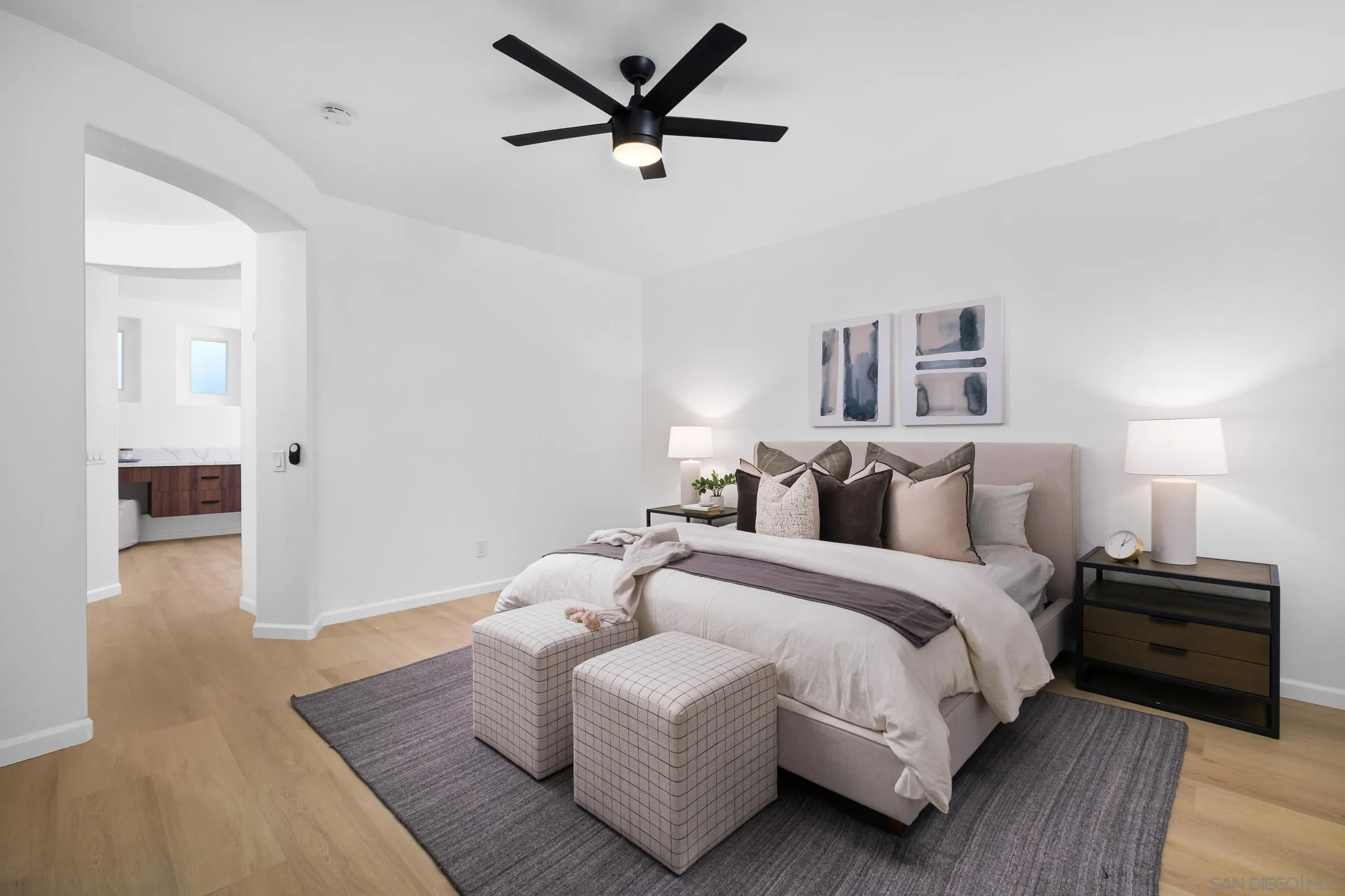 550 Echo Lane San Marcos, CA 92078 - Photo 29 of 51 a bedroom with bed and a ceiling fan