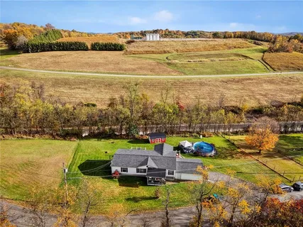 an aerial view of a house