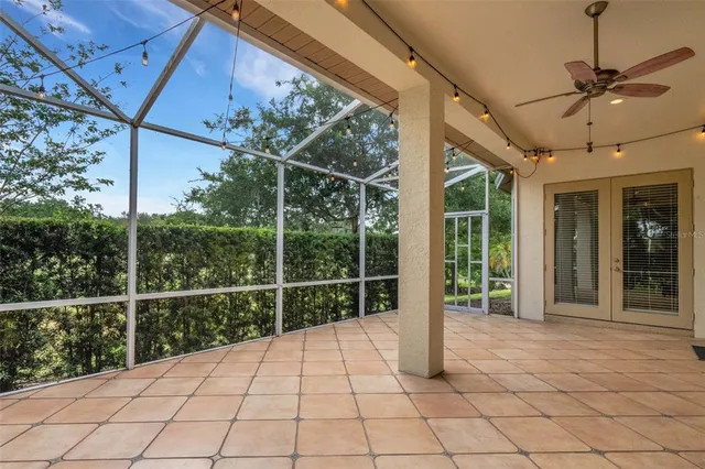 a view of a golf course with a garden