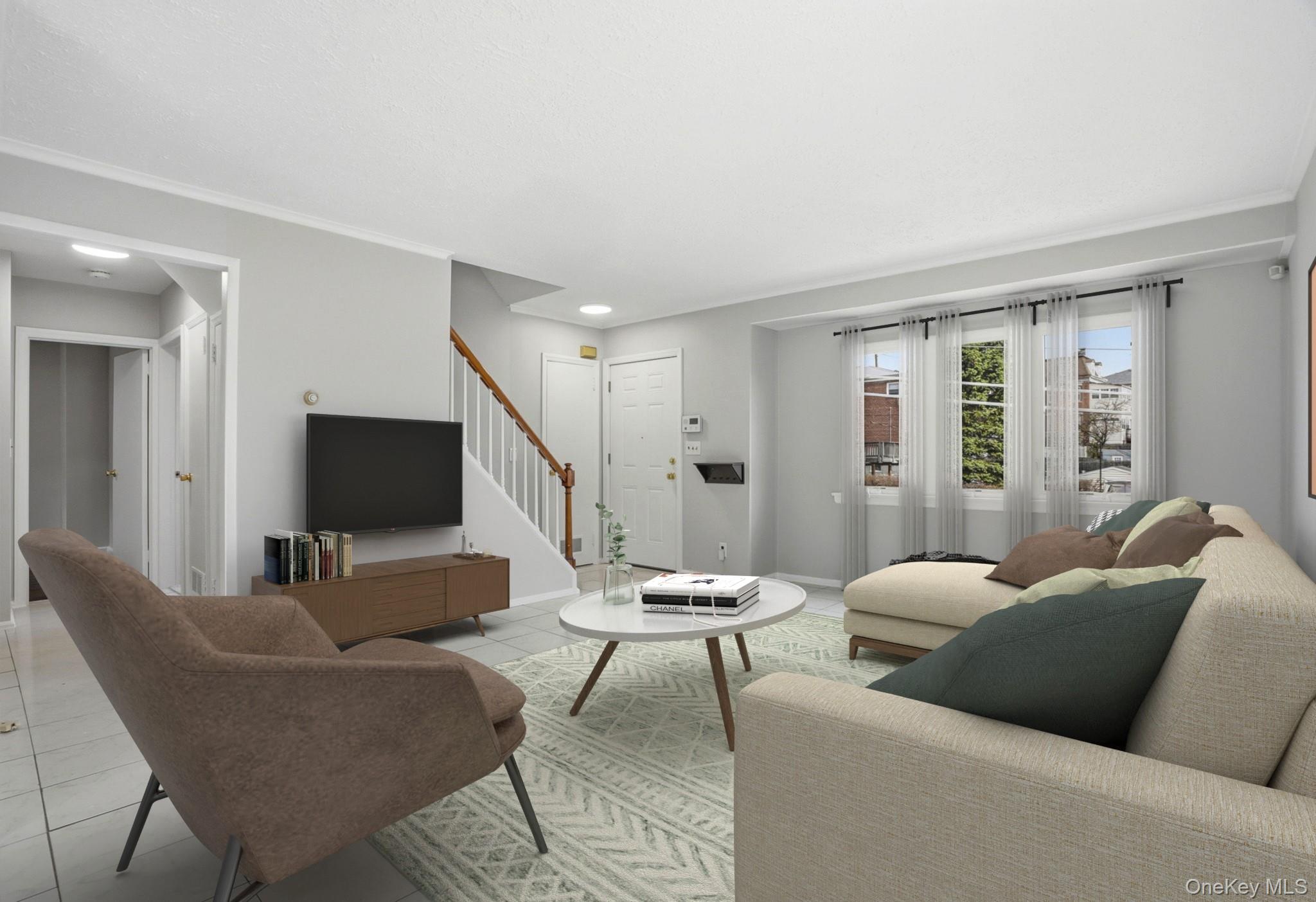 71 Glen Road Yonkers, NY 10704 - Photo 4 of 30 a living room with furniture and a flat screen tv