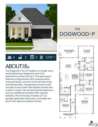 $449,800 | 7234 Rue Lierre Street, Zachary, LA 70791