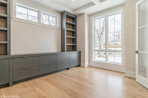 an empty room with windows