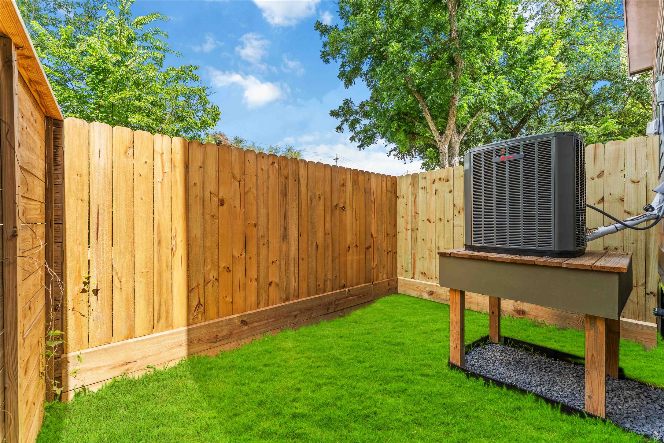 3520 Castor Street, Unit A B Houston, TX 77022 - Photo 46 of 47 a view of a backyard with a potted plant and a large tree