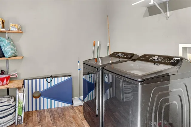 a utility room with dryer and washer