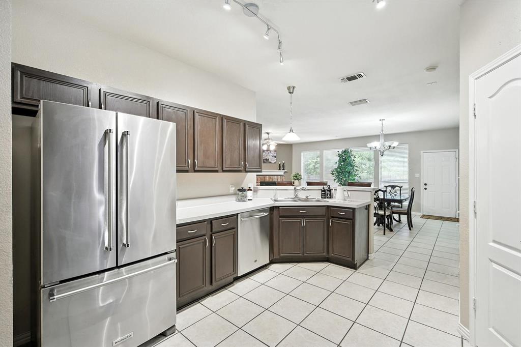 13521 Ponderosa Ranch Road Fort Worth, TX 76262 - Photo 12 of 27 a kitchen with stainless steel appliances granite countertop a refrigerator and a sink