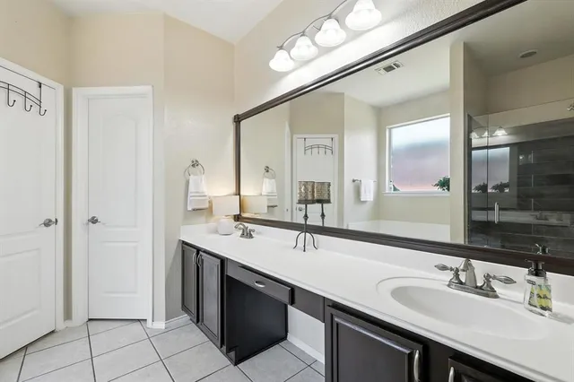 a bathroom with a bathtub