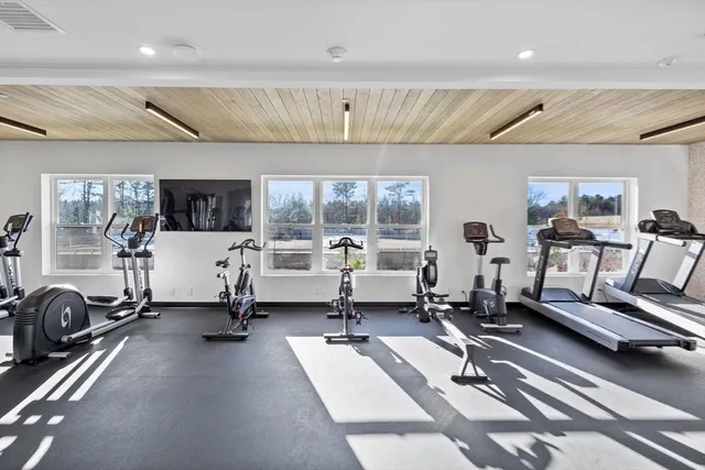 a view of a room with gym equipment
