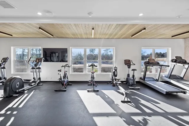 a view of a room with gym equipment