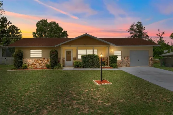 a view of a house with a backyard