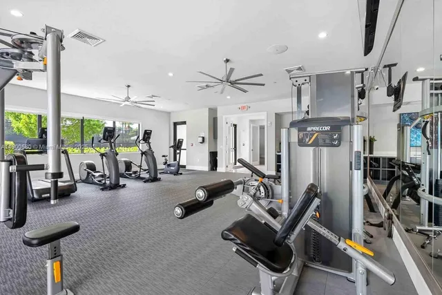 a view of a room with gym equipment
