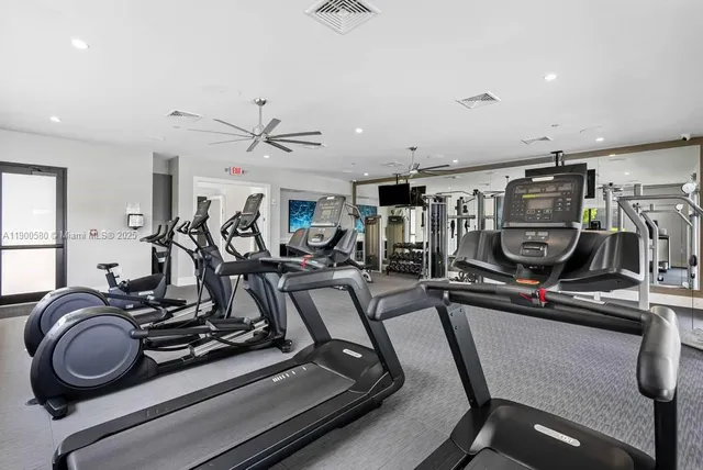 a view of a room with gym equipment
