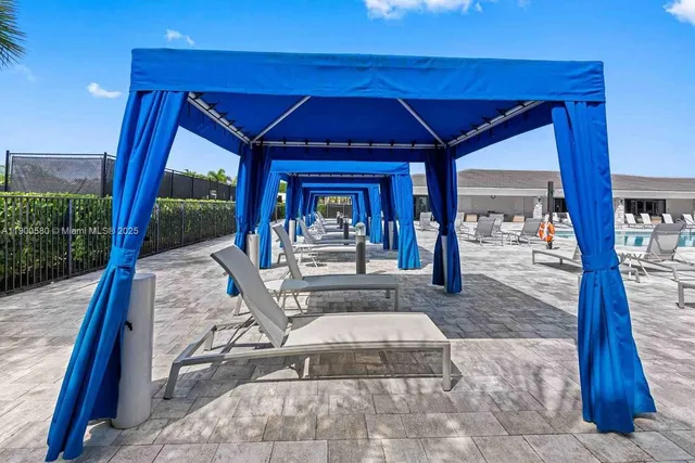 a view of a porch with a patio