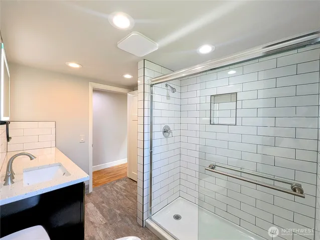 a bathroom with a shower