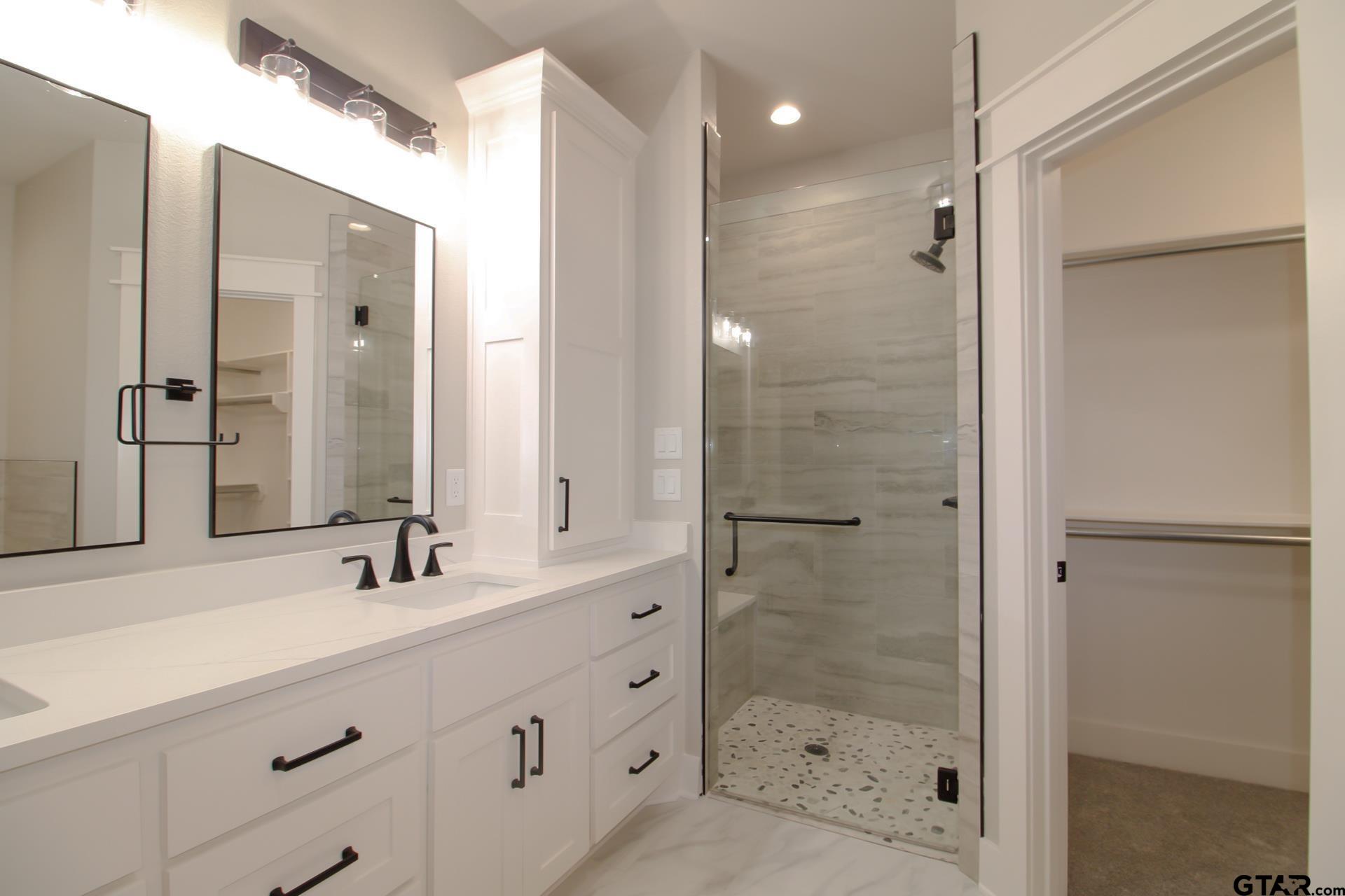 1069 Stagecoach Bend Bullard, TX 75757 - Photo 22 of 44 a bathroom with a shower sink and mirror