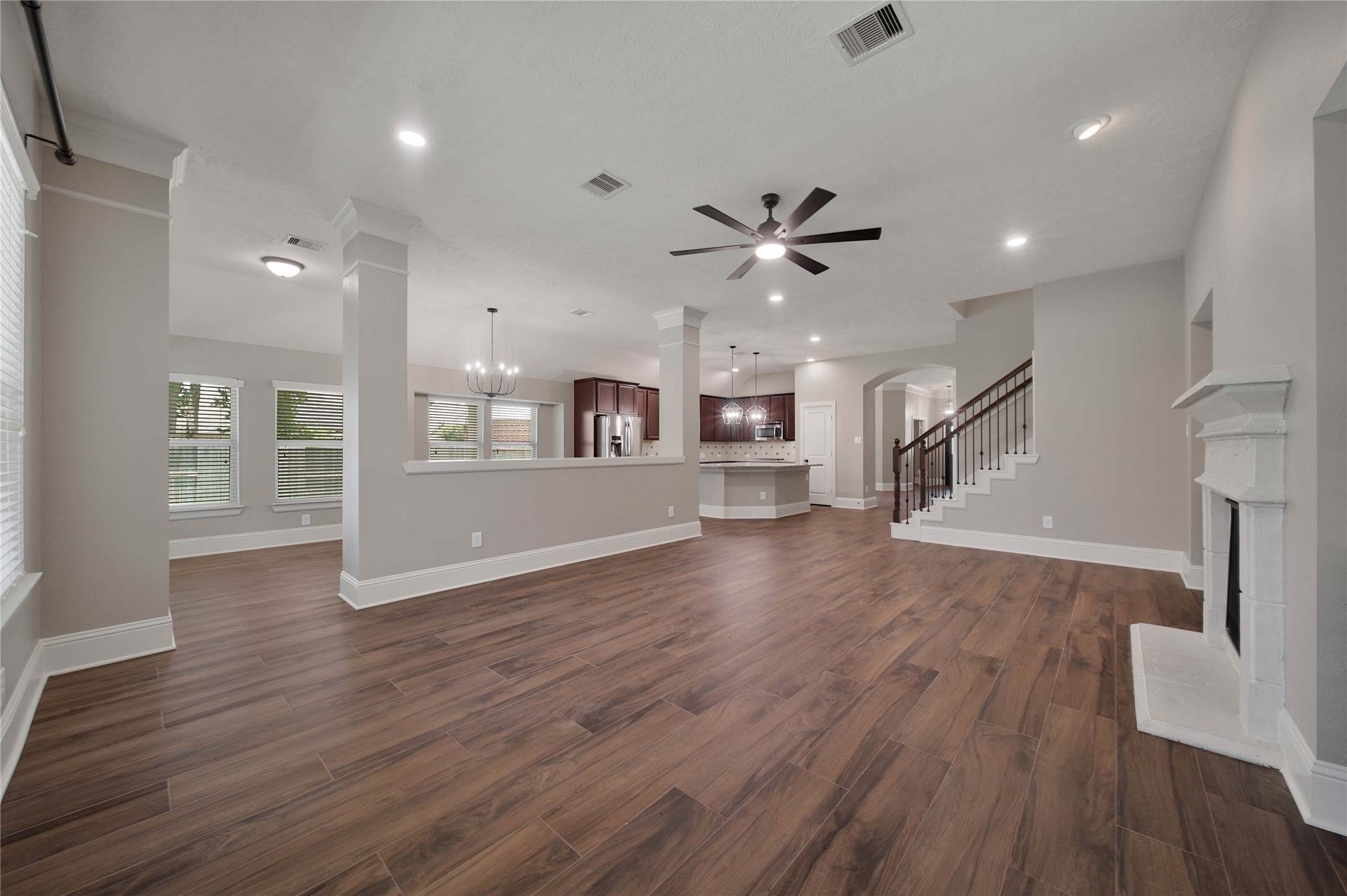 1215 Jake Springs Court Spring, TX 77386 - Photo 12 of 49 The family room is stunning. All newly installed fans in the home are remote controlled for ease of use.