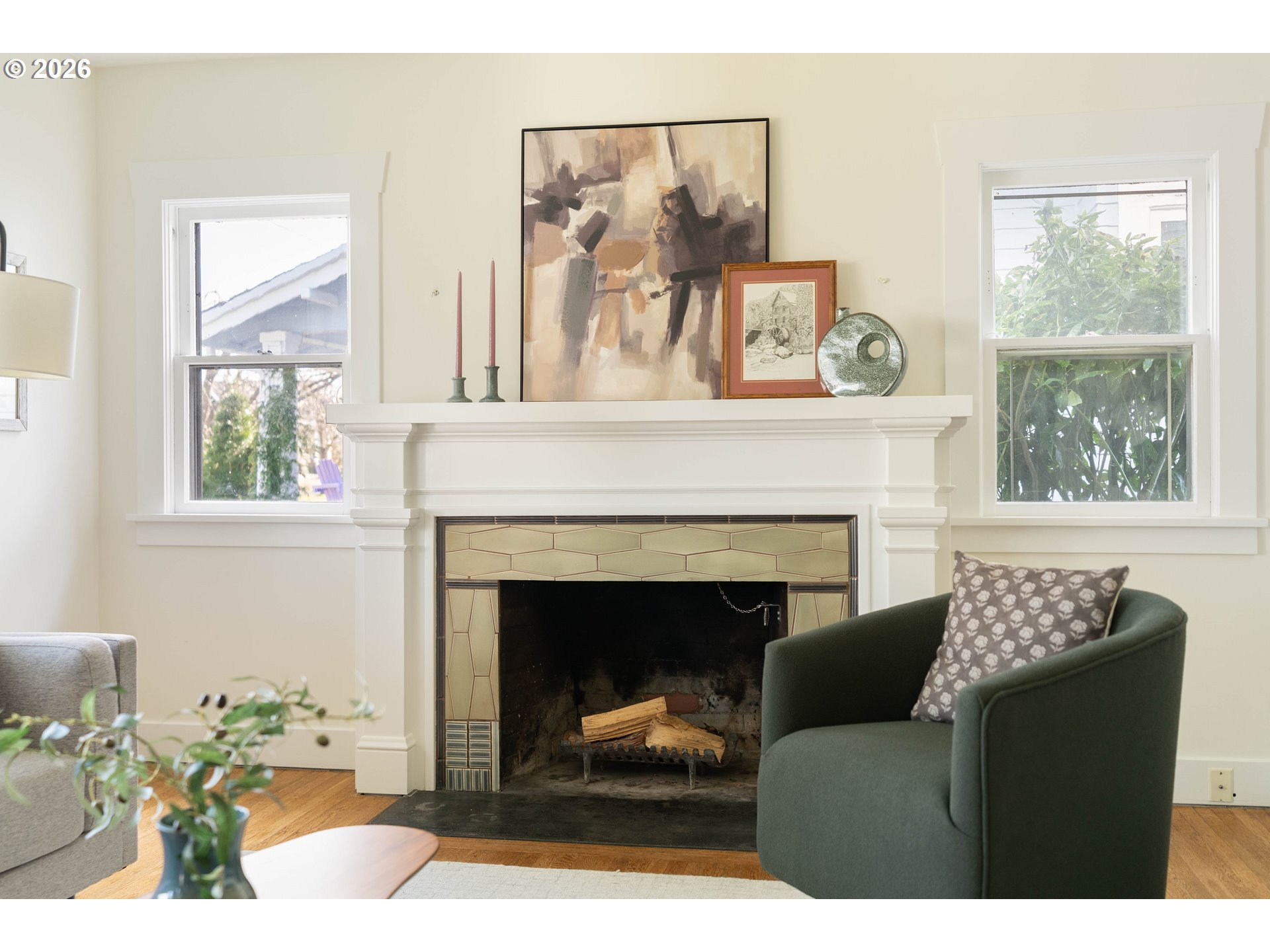 3215 Northeast 63rd Avenue Portland, OR 97213 - Photo 6 of 47 a living room with furniture and a fireplace