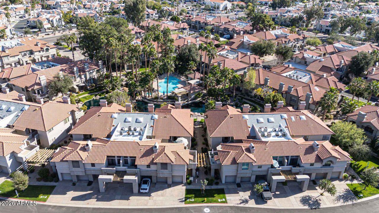 10017 East Mountain View Road, Unit 2091 Scottsdale, AZ 85258 - Photo 49 of 66 drone pool view