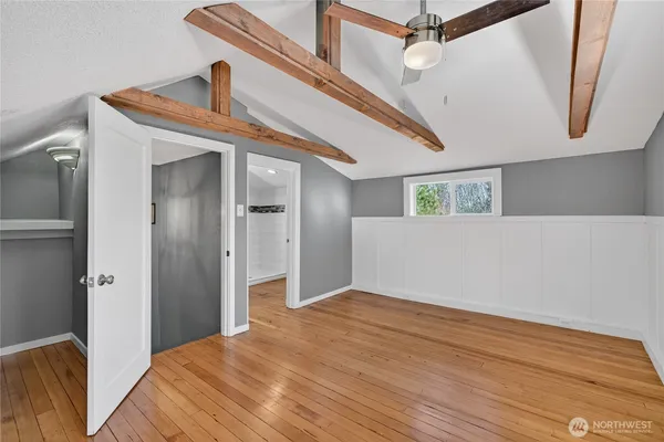a view of a hallway with closet