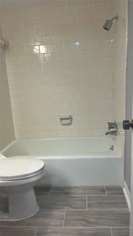 a bathroom with a toilet and a bathtub
