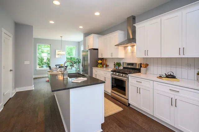a view of a balcony with wooden floor