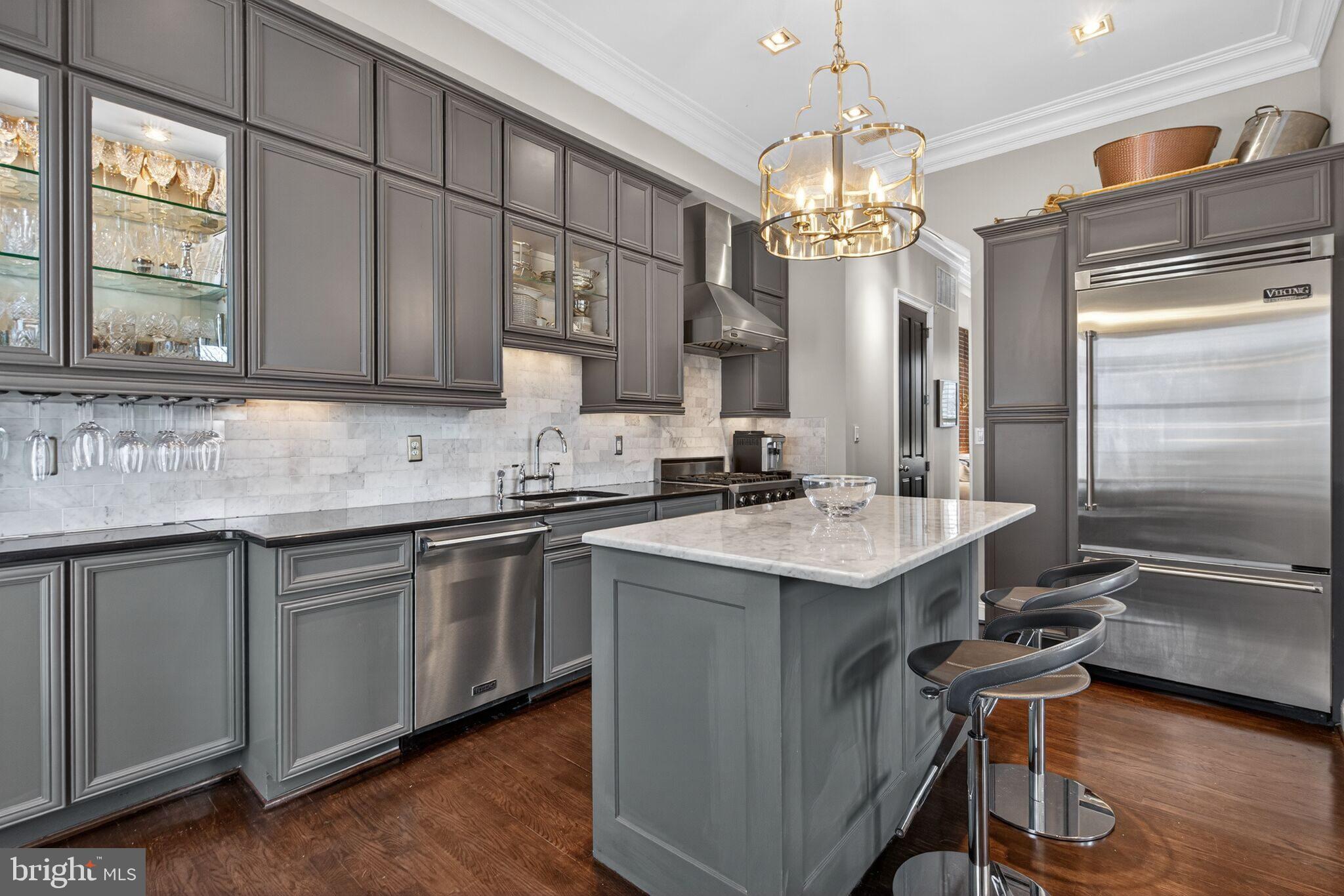 1740 13th Street Northwest Washington, DC 20009 - Photo 8 of 82 Gourmet kitchen with marble island, tall cabinetry