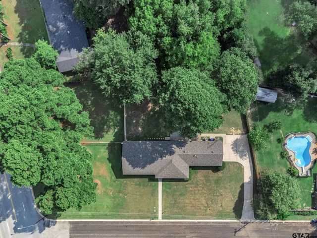an aerial view of a house
