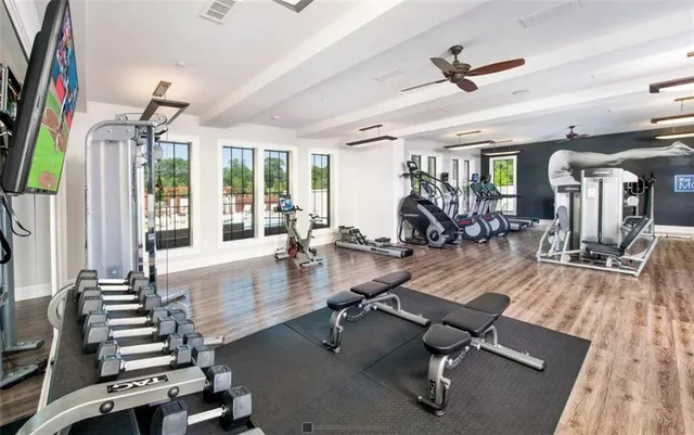 a view of a room with gym equipment