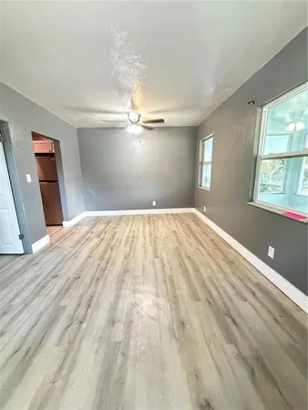 a view of a livingroom with a staircase