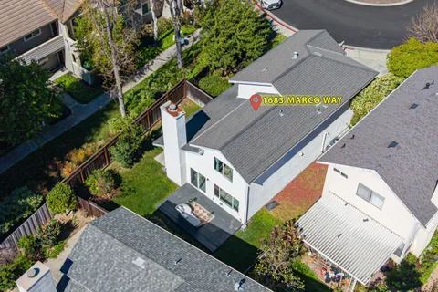 an aerial view of a house