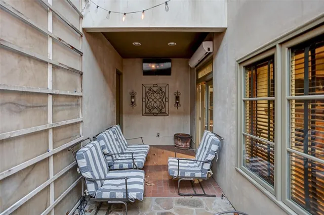 a outdoor living space with furniture