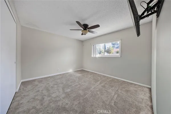 an empty room with a door