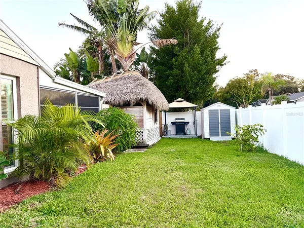 a view of a house with a yard and plants