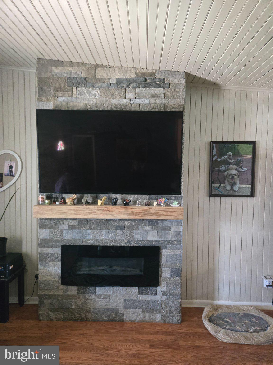 502 South 3rd Avenue Lebanon, PA 17042 - Photo 23 of 27 Modern stone fireplace with sleek TV.