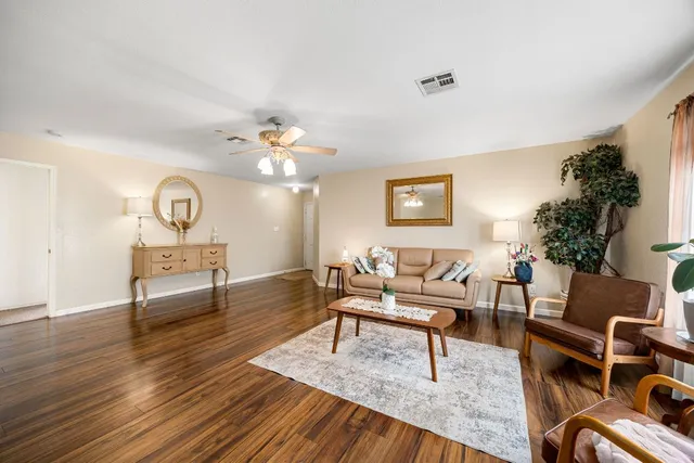 a living room with furniture