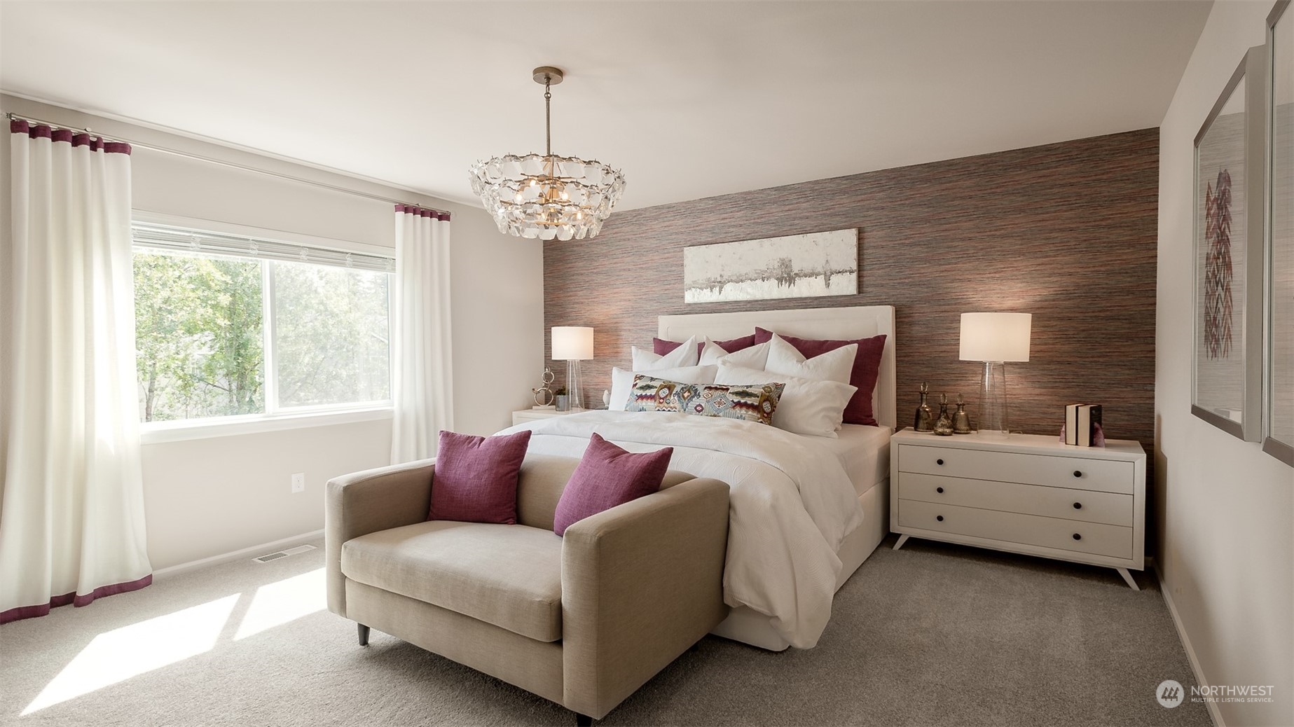 4010 233rd Street Southeast, Unit 78 Bothell, WA 98021 - Photo 16 of 18 a spacious bedroom with a bed chandelier and window