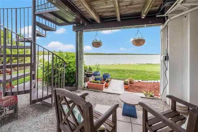 a view of an outdoor space with furniture