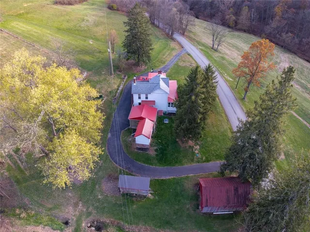 a view of a lake from a yard
