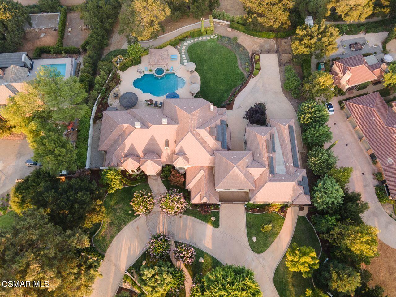 12490 MacDonald Drive Ojai, CA 93023 - Photo 72 of 87 an aerial view of a house with a yard and parking