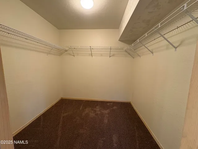 a view of a room with racks on the wall