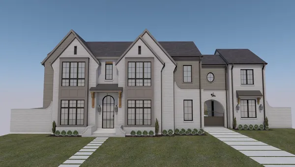 a front view of a house with a yard