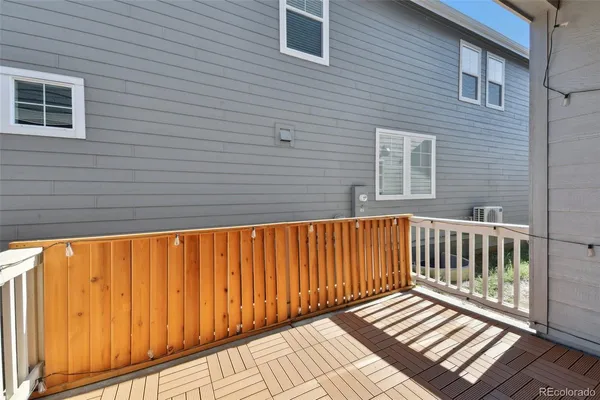 a view of wooden balcony
