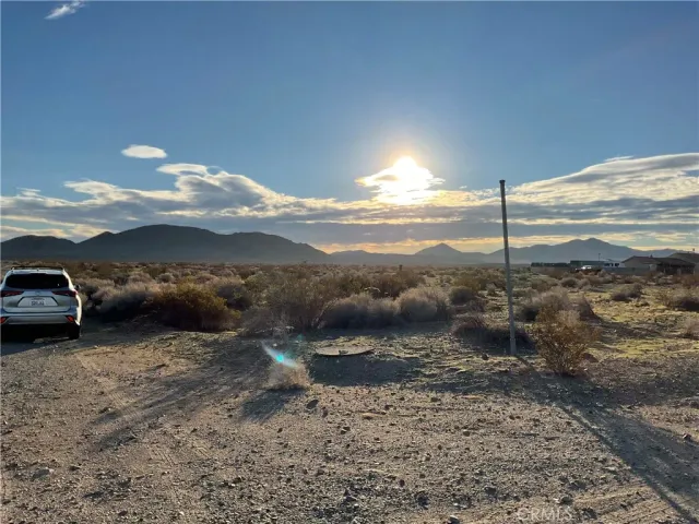 a view of a car parked in back of a yard