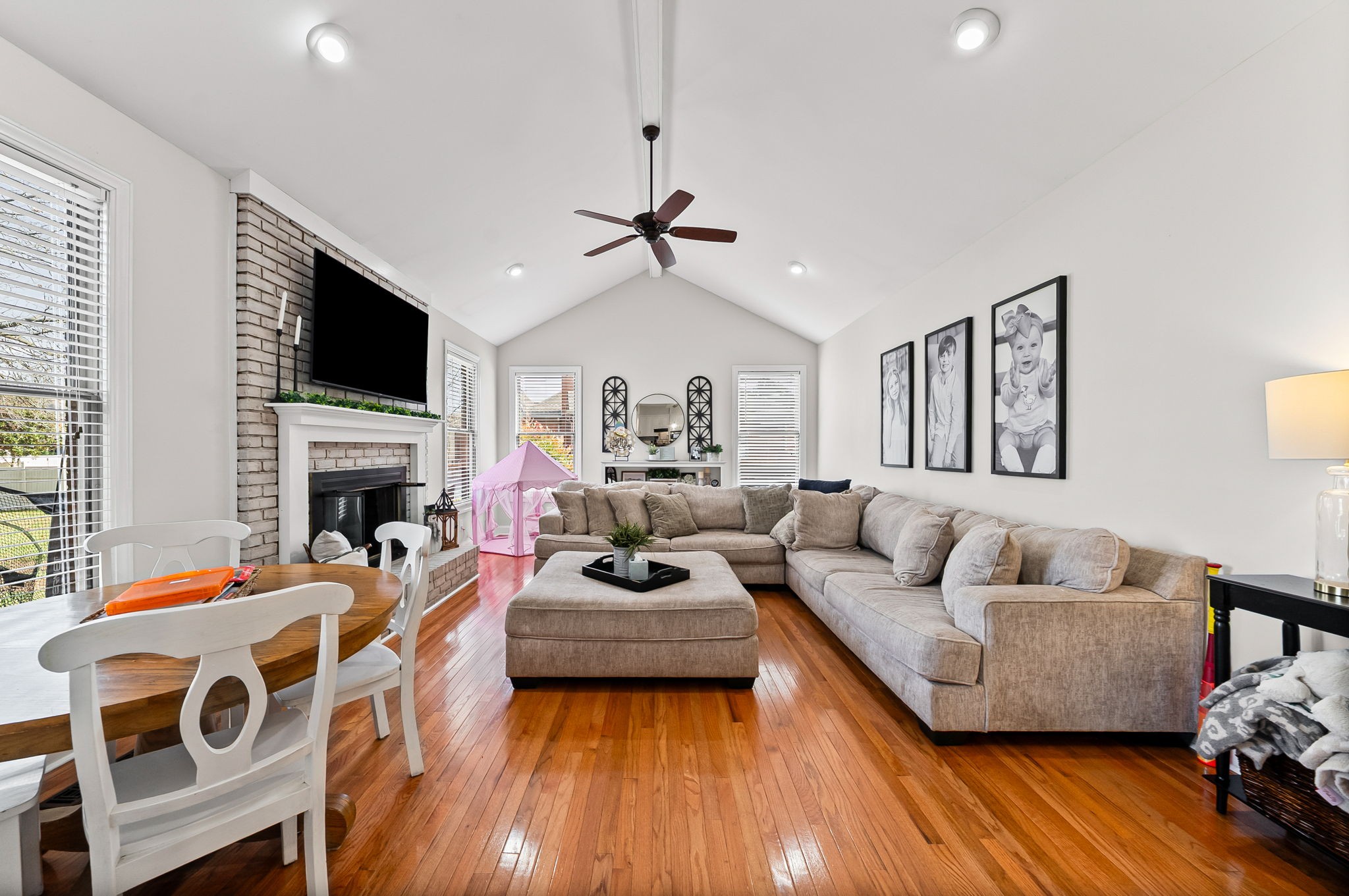 508 Sheffield Road Hopkinsville, KY 42240 - Photo 50 of 65 a living room with fireplace furniture and a flat screen tv