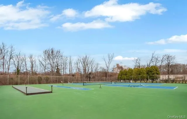 a view of a golf course with a lake