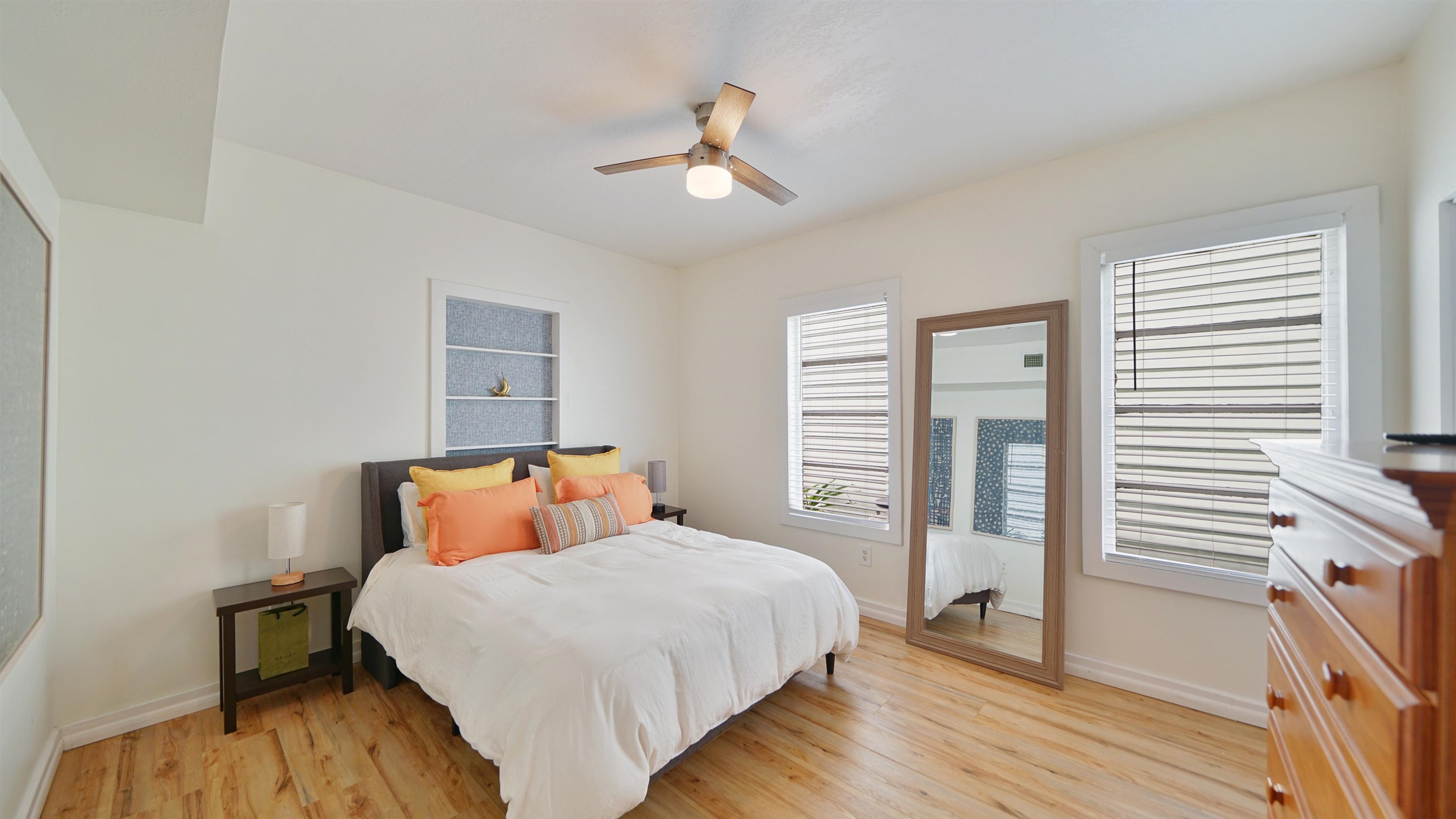 119 Moore Street St. Augustine, FL 32084 - Photo 15 of 49 a bedroom with a bed and wooden floor