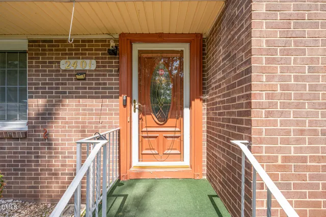 a view of wooden door