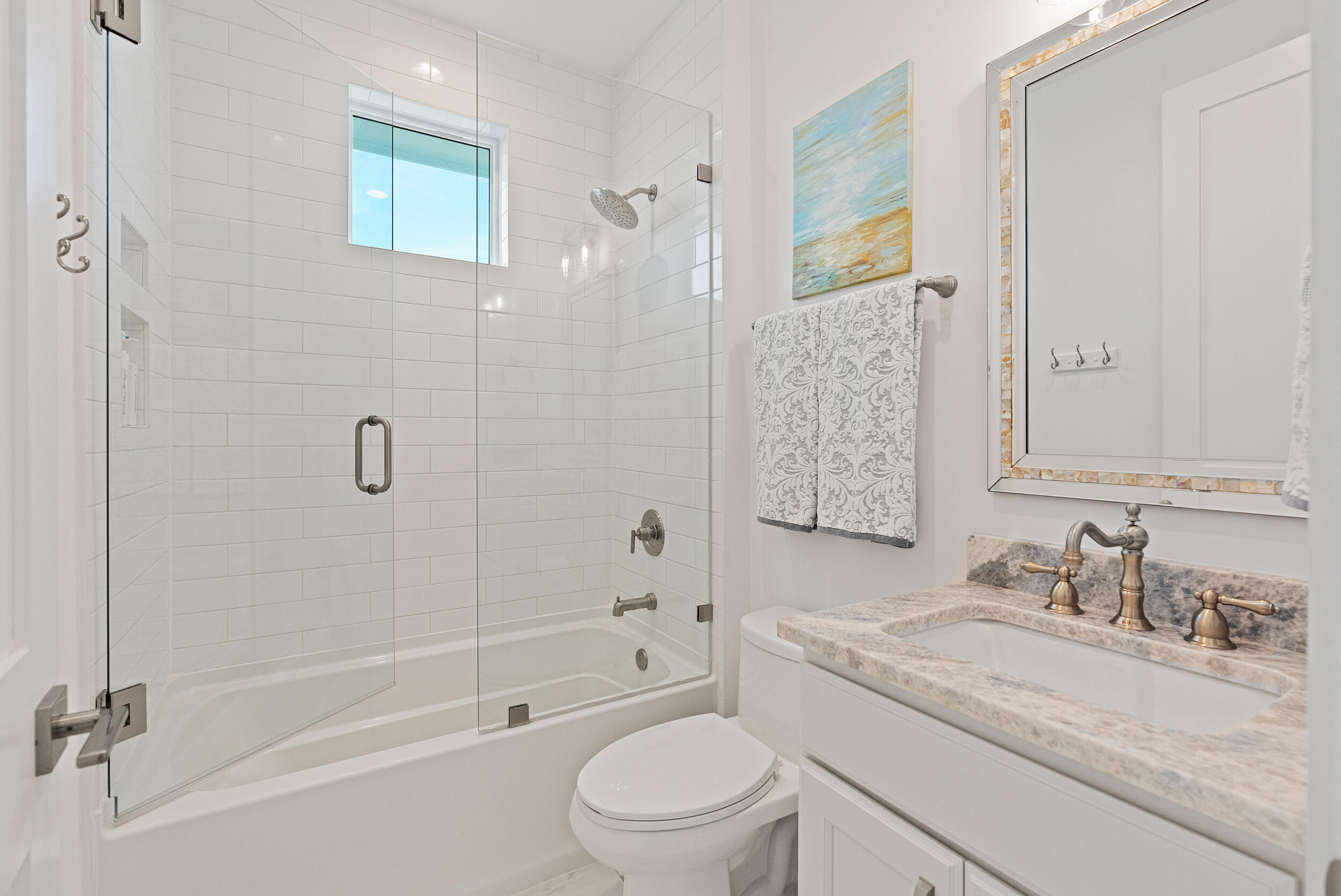1478 Driftwood Point Road Santa Rosa Beach, FL 32459 - Photo 51 of 95 a bathroom with a granite countertop sink a toilet and shower